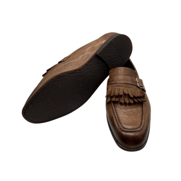 Brecos - EU/42 - Mocassini in pelle marrone con frange - immagine 4