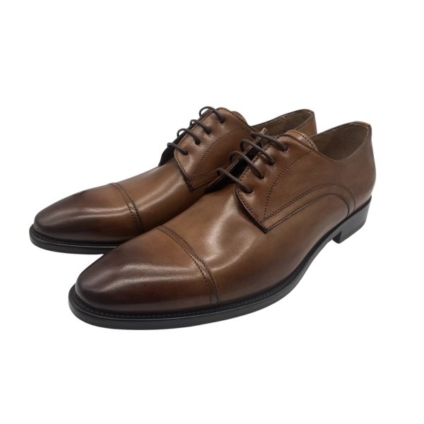 Brecos - EU/42 - Scarpe stringate in pelle marrone tamponato