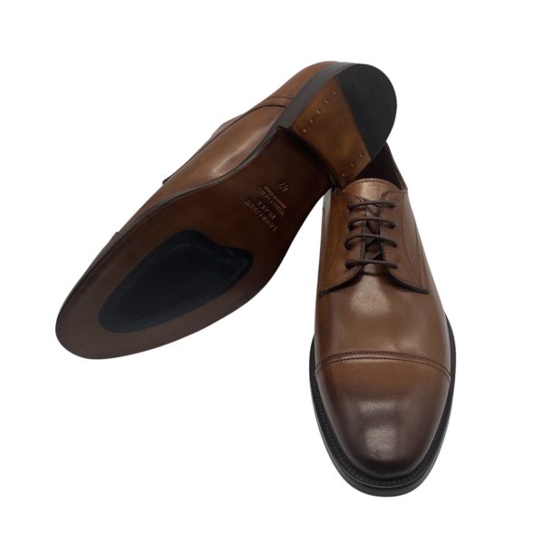 Brecos - EU/42 - Scarpe stringate in pelle marrone tamponato - immagine 4