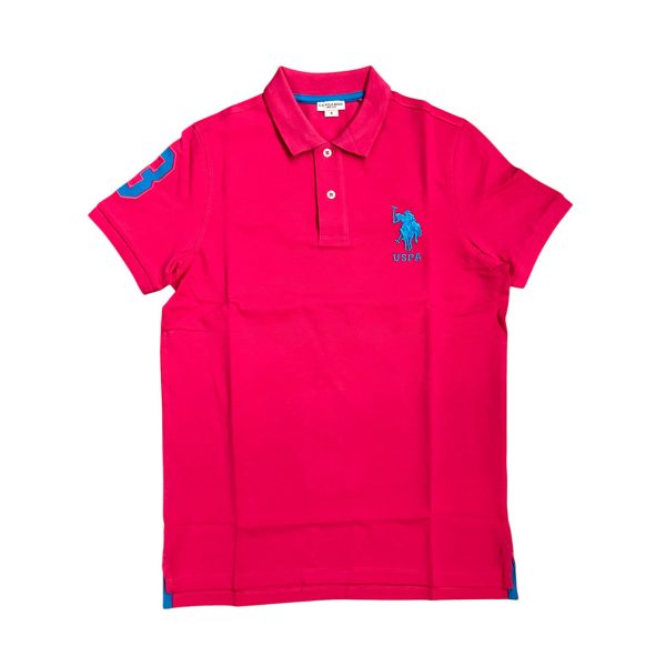 U.S. Polo Assn. - Polo a manica corta Kory in cotone fucsia logo ricamato turchese - immagine 4