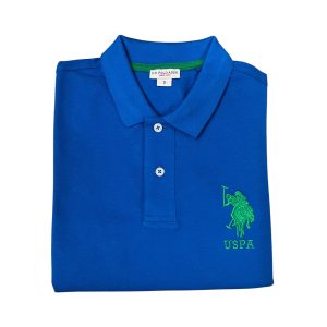 U.S. Polo Assn. - Polo a manica corta Kory in cotone blu logo ricamato verde