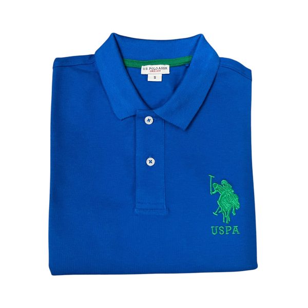 U.S. Polo Assn. - Polo a manica corta Kory in cotone blu logo ricamato verde