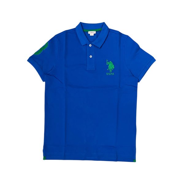 U.S. Polo Assn. - Polo a manica corta Kory in cotone blu logo ricamato verde - immagine 2