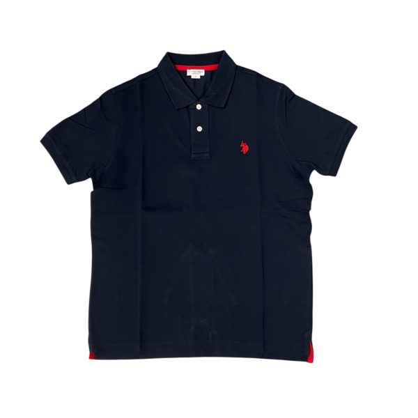 U.S. Polo Assn. - Polo a manica corta King in cotone blu scuro logo ricamato rosso - immagine 2
