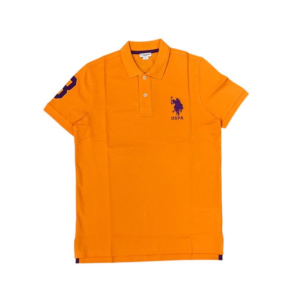 U.S. Polo Assn. - Polo a manica corta Kory in cotone arancione logo ricamato viola - immagine 2