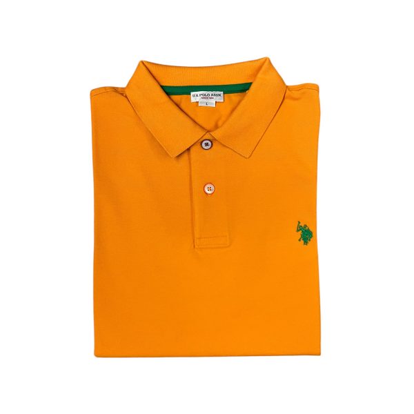 U.S. Polo Assn. - Polo a manica corta Kory in cotone arancione logo ricamato verde