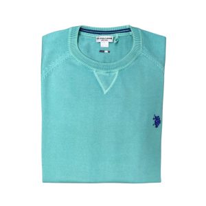 U.S. Polo Assn. - Maglia in filo di cotone verde acqua LIN 53568 EH33