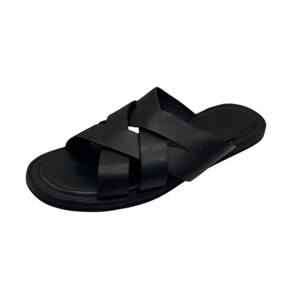 Brecos - EU/42 - Sandali piatti in pelle saffiano nero Capri 11938