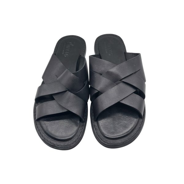Brecos - EU/42 - Sandali piatti in pelle saffiano nero Capri 11938 - immagine 3