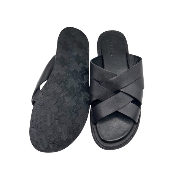 Brecos - EU/42 - Sandali piatti in pelle saffiano nero Capri 11938 - immagine 4