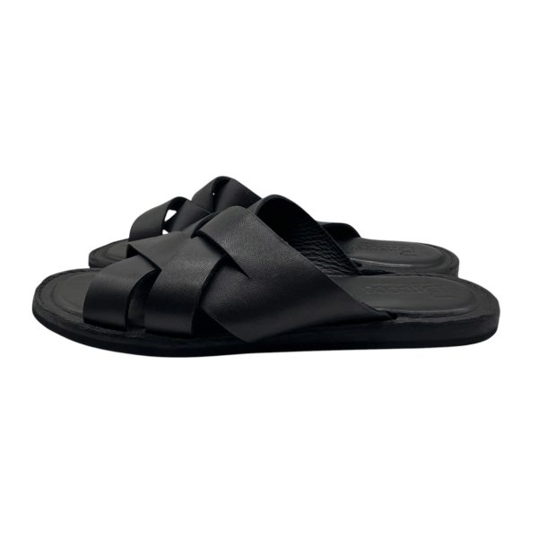 Brecos - EU/42 - Sandali piatti in pelle saffiano nero Capri 11938 - immagine 2