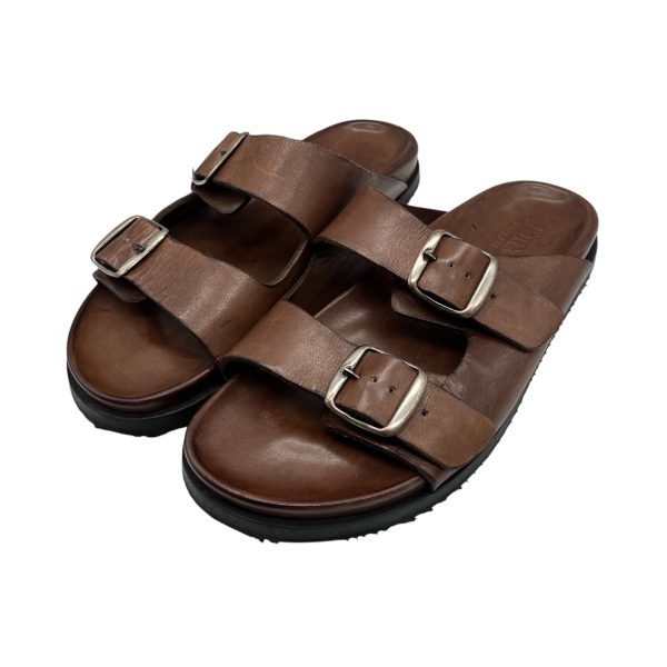 Brecos - EU/42 - Sandali piatti in pelle vitello brandy Sorrento 12434 - immagine 2