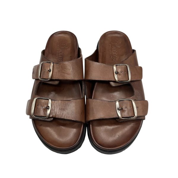 Brecos - EU/42 - Sandali piatti in pelle vitello brandy Sorrento 12434 - immagine 3