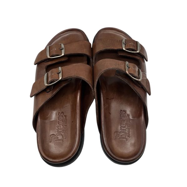 Brecos - EU/42 - Sandali piatti in pelle vitello brandy Sorrento 12434 - immagine 4