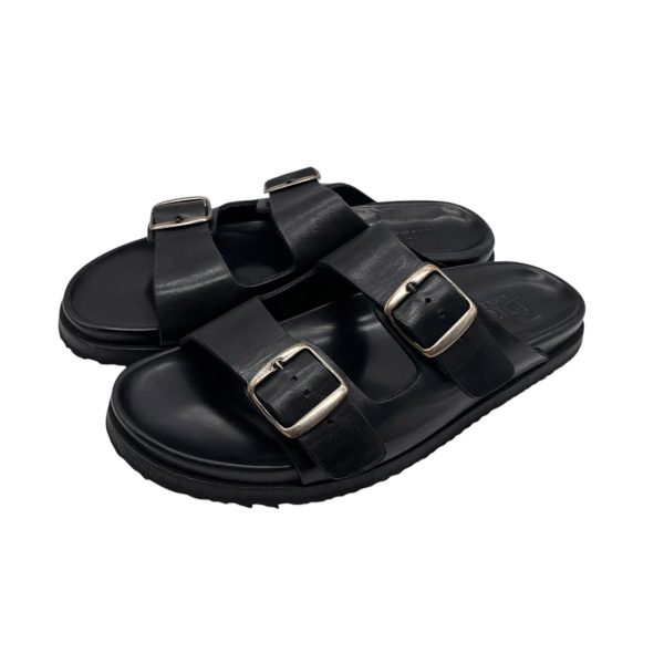 Brecos - EU/42 - Sandali piatti in pelle vitello nero Sorrento 12434 - immagine 2