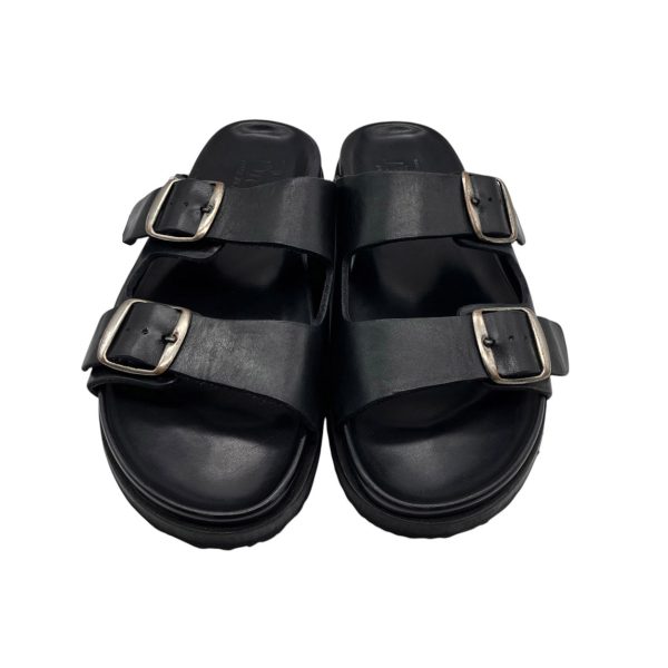 Brecos - EU/42 - Sandali piatti in pelle vitello nero Sorrento 12434 - immagine 3