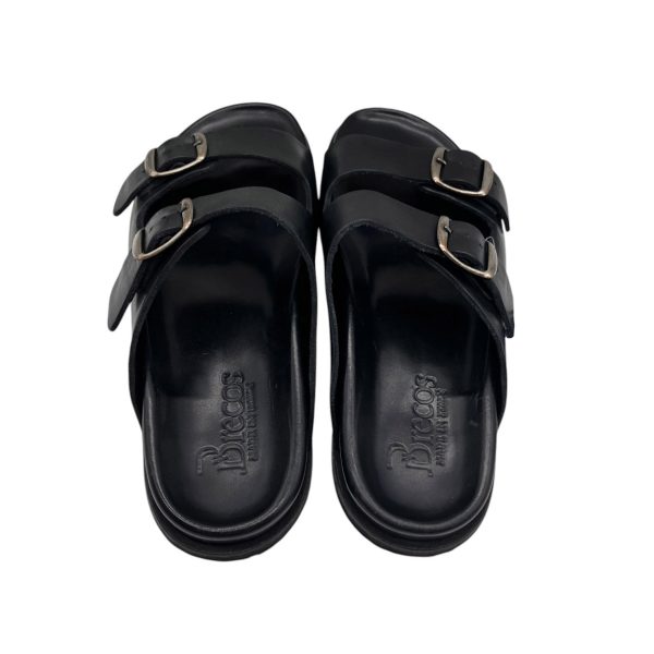Brecos - EU/42 - Sandali piatti in pelle vitello nero Sorrento 12434 - immagine 4