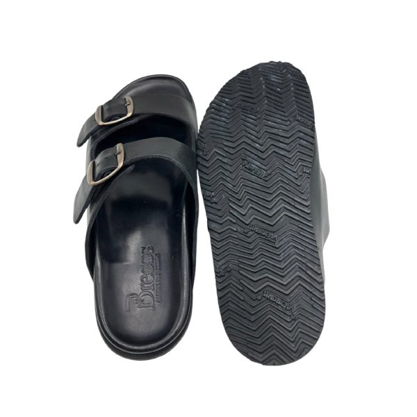 Brecos - EU/42 - Sandali piatti in pelle vitello nero Sorrento 12434 - immagine 5