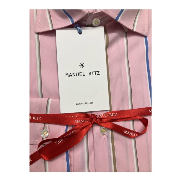 Manuel Ritz - Camicia rosa a righe multicolore 3632E602 - immagine 3