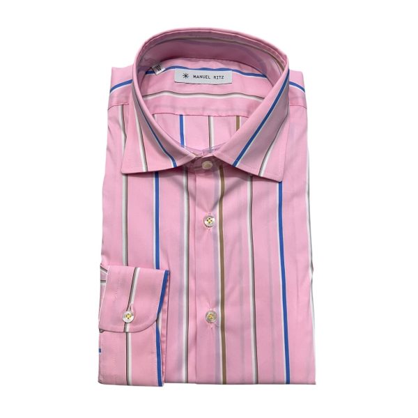Manuel Ritz - Camicia rosa a righe multicolore 3632E602