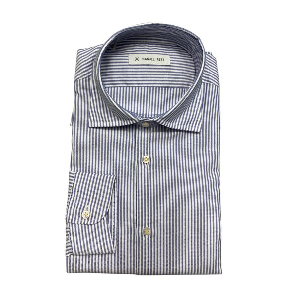 Manuel Ritz - Camicia in cotone a righe bianco blu 3632E602L