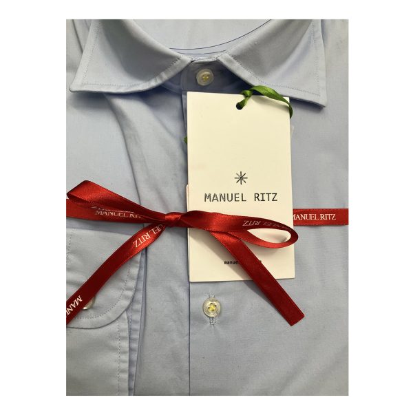 Manuel Ritz - Camicia in cotone elasticizzato celeste 3632E602L - immagine 3
