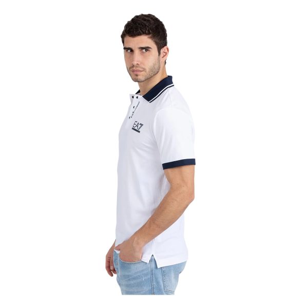 Emporio Armani - 3XL - Polo EA7 3RPF17 PJ03Z tennis club cotone bianco blu - immagine 3