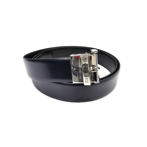 Manuel Ritz - 120 cm - Cintura double face in pelle nero blu navy 3630Y500 - immagine 2