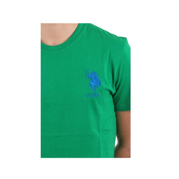 U.S. Polo Assn. - T-shirt a maniche corte in cotone piquet verde con logo blu - immagine 4