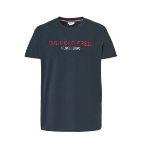 U.S. Polo Assn. - T-shirt con ricami frontali in cotone blu scuro 67950