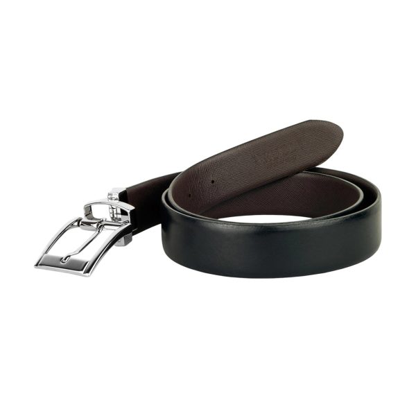 Manuel Ritz - 120 cm - Cintura double face in pelle nero blu navy 3630Y500 - immagine 4