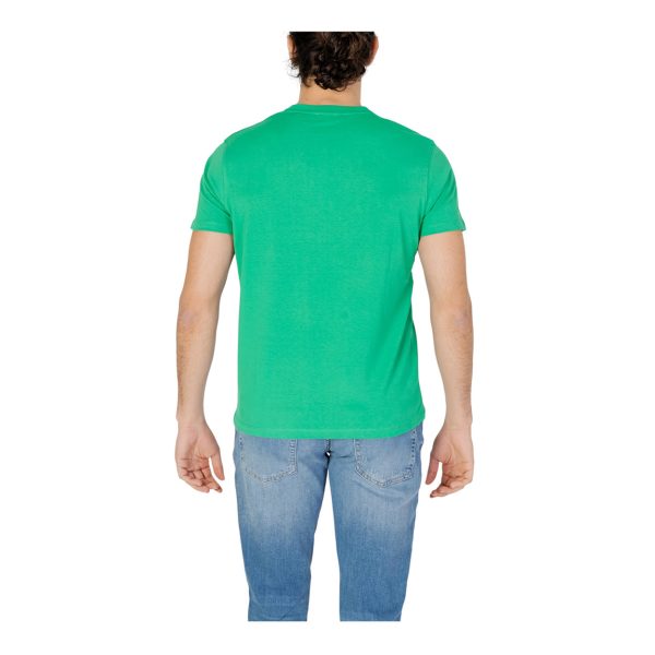 U.S. Polo Assn. - T-shirt a maniche corte in cotone piquet verde con logo arancione - immagine 3