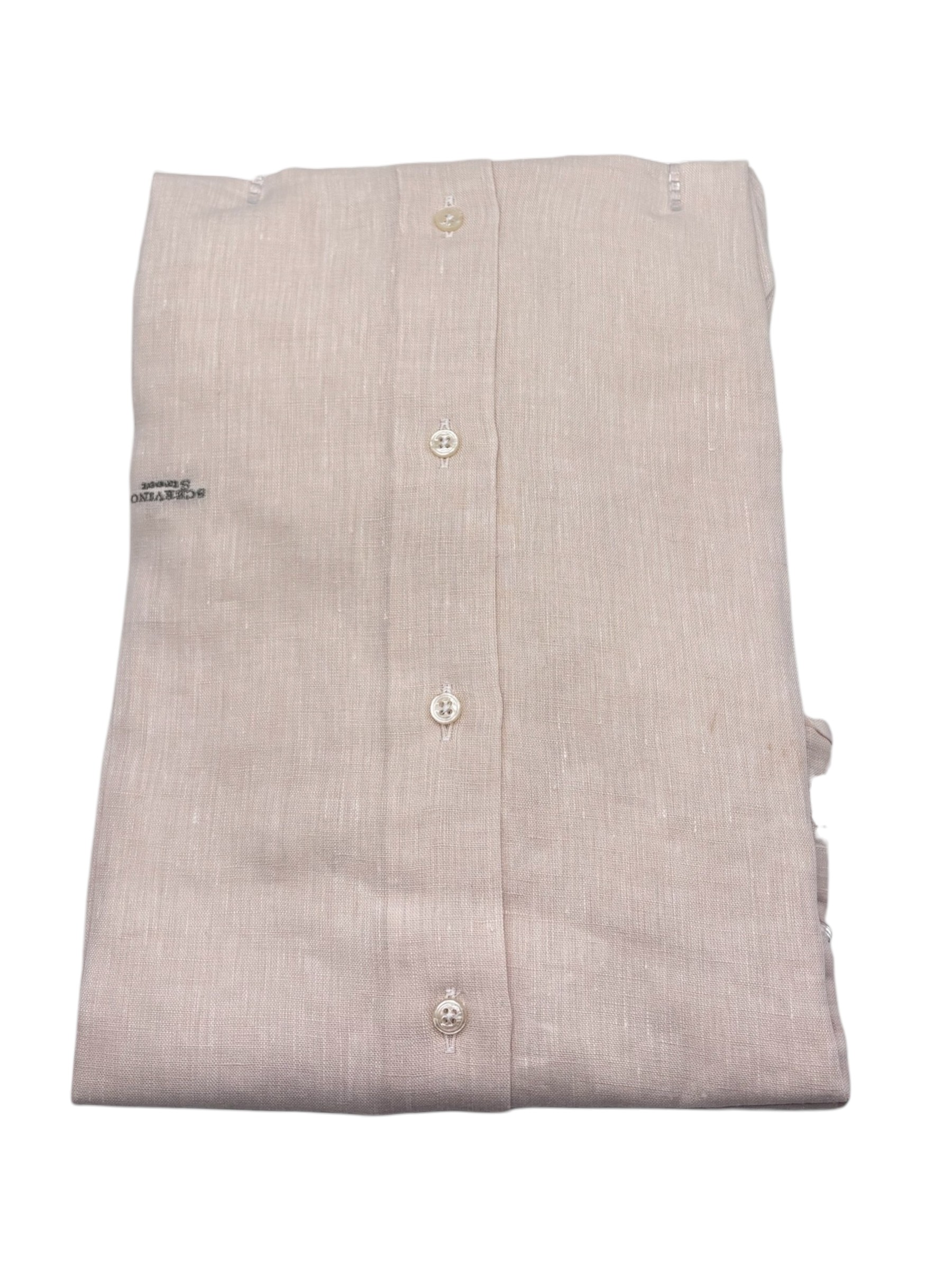 Scervino Street - Camicia in lino beige con colletto coreano - immagine 2