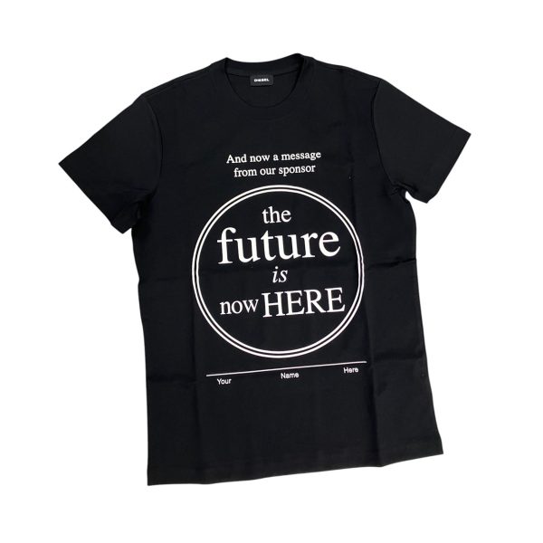 Diesel - M - T-shirt in cotone nero con stampa uomo