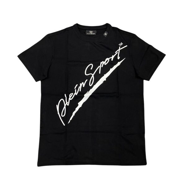 Plein Sport - S - T-shirt in cotone elasticizzato nero con stampa bianco