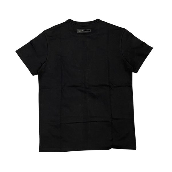 Plein Sport - T-shirt in cotone elasticizzato nero con stampa bianco - immagine 2