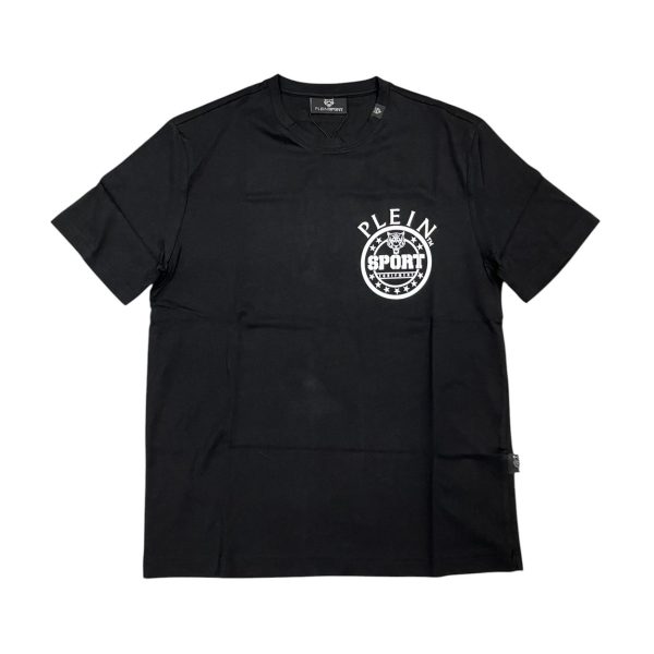 Plein Sport - T-shirt in cotone elasticizzato nero con stampa bianco