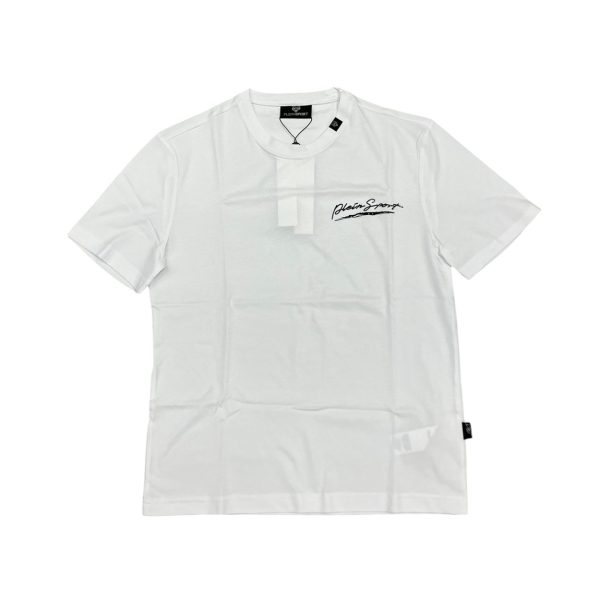 Plein Sport - S - T-shirt in cotone bianco con stampa nero