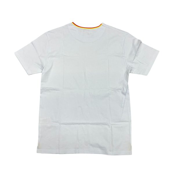 Kejo - XL - T-shirt in cotone bianco con rifiniture multicolore - immagine 2