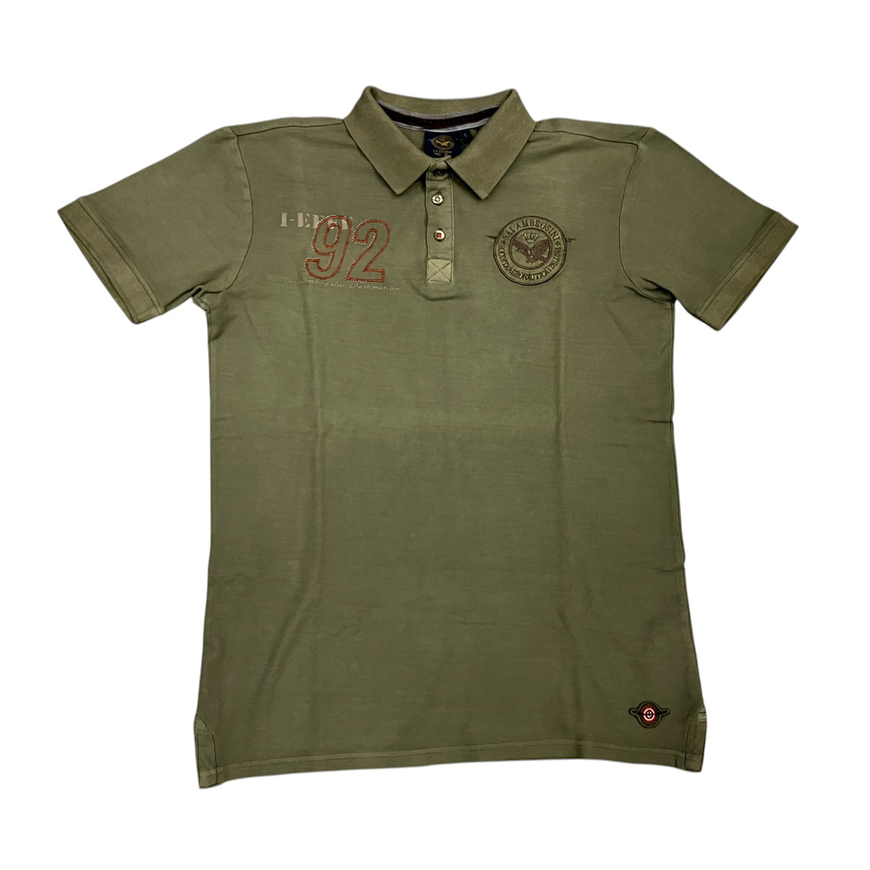 Società Aeronautica Italiana - L - Polo in cotone kaki con ricami e stampa uomo