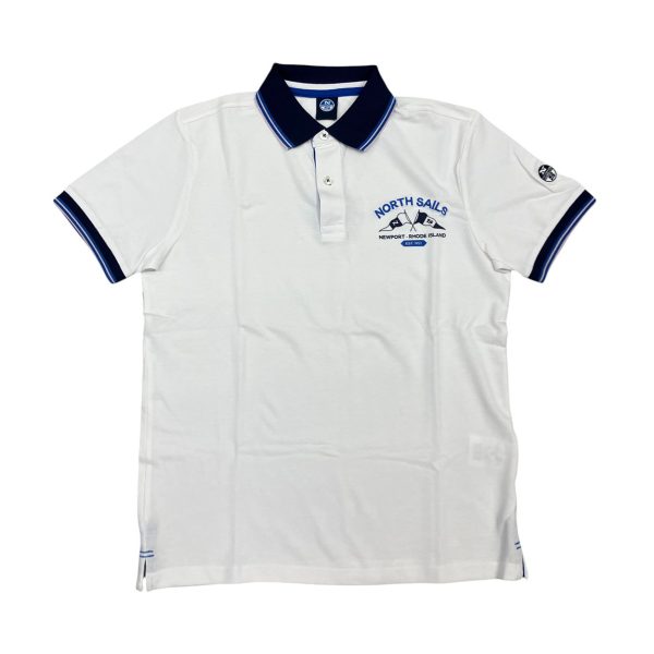 North Sails - M - Polo S/S w/Graphic bianco blu