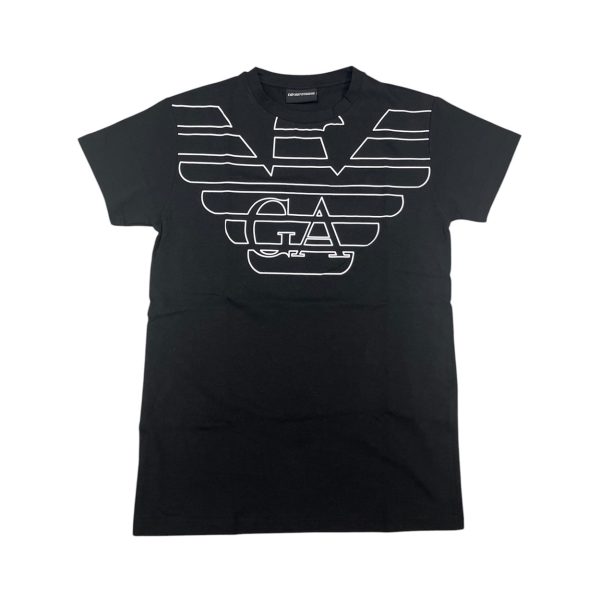Emporio Armani - S - T-shirt in cotone nero stampa logo bianco PJ05Z