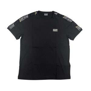 Emporio Armani - XL - T-shirt in cotone nero stampa spalla PJ02Z