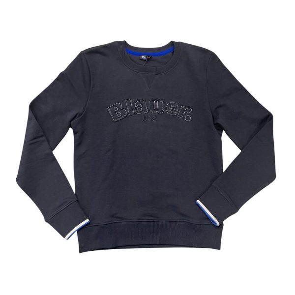Blauer - S - Felpa girocollo in cotone elasticizzato blu scuro 19ABLUF03055