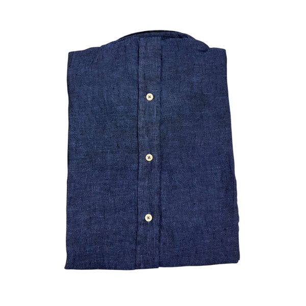 U.S. Polo Assn. - Camicia regular fit in lino blu scuro DIRK 50816 EH03 - immagine 2