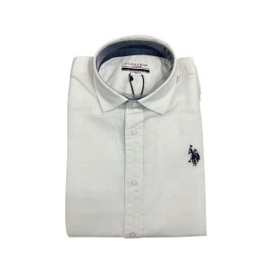 U.S. Polo Assn. - Camicia in lino bianco ottico GROS 53592 CHLD