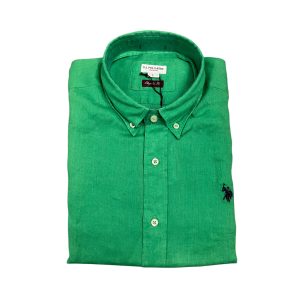 U.S. Polo Assn. - Camicia regular fit in lino verde DIRK 50816 EH03