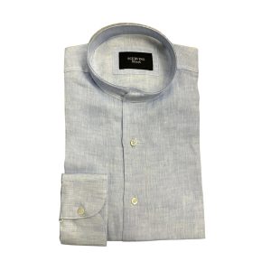 Scervino Street - Camicia lino celeste colletto coreano U38TK4001XXK