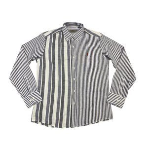 Marlboro Classics - Camicia indaco lino e cotone a righe MCK05/21282
