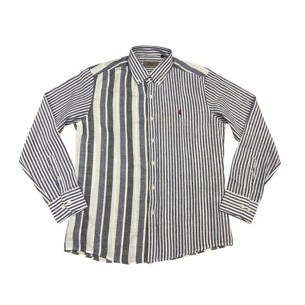 Marlboro Classics - Camicia indaco lino e cotone a righe MCK05/21282